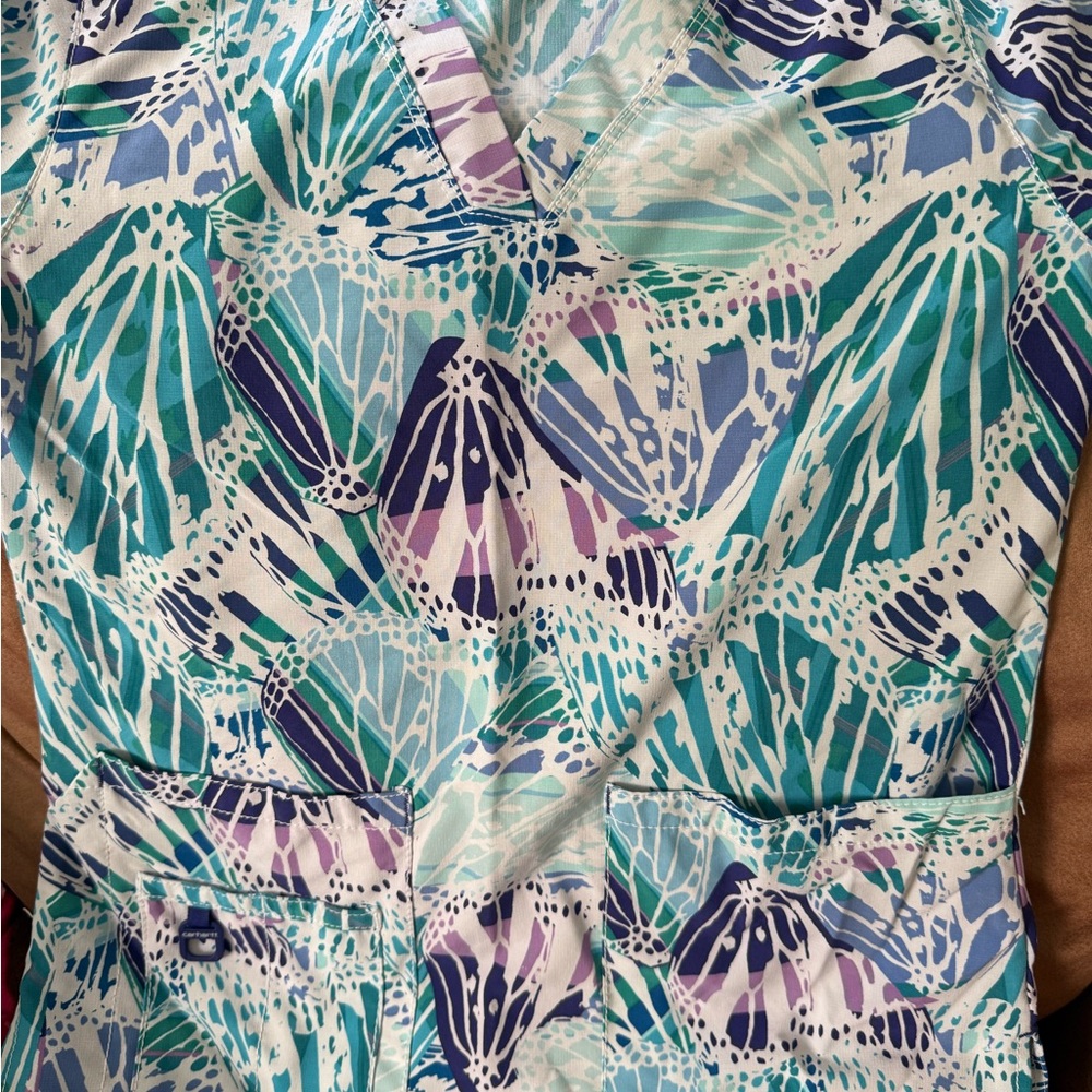 Carhartt Teal and Purple Scrub Top